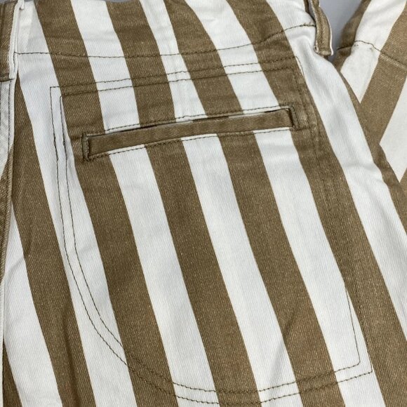 Maeve Women’s High-Rise Wide-Leg Jeans – Khaki Brown/White Stripe – Size 30 - Picture 4 of 9